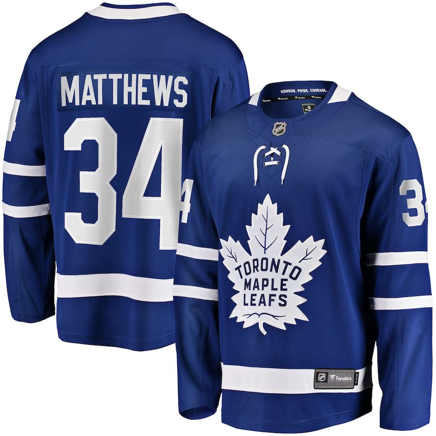 Men Toronto Maple Leafs 34 Auston Matthews Fanatics Branded Blue Home Breakaway NHL Jersey